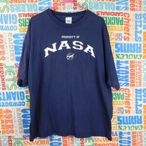 Vintage Property Of NASA T Shirt Size 2XL Blue White Late 90s Early 2000s